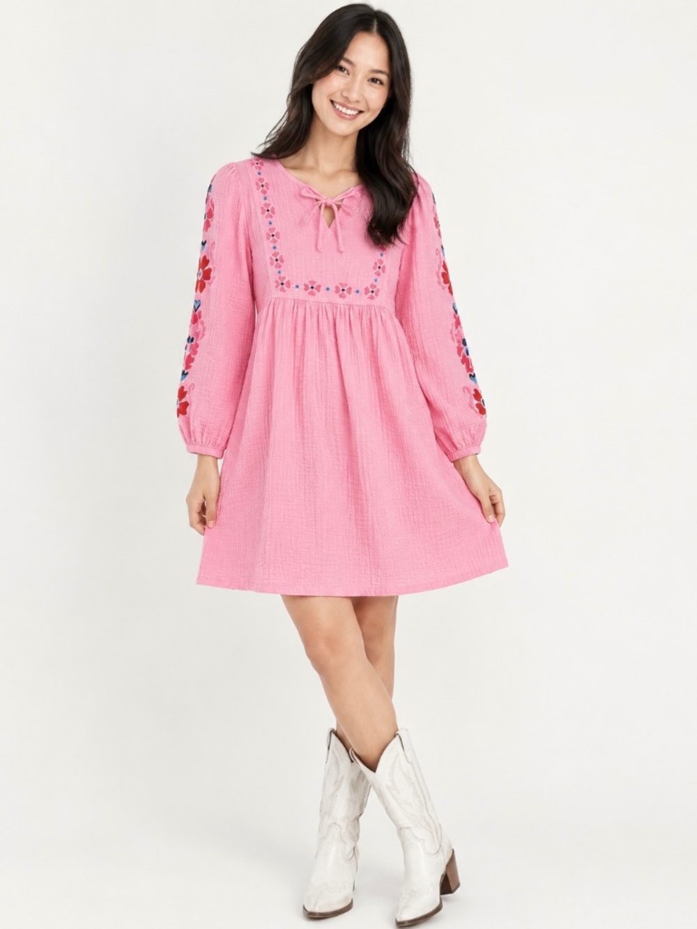 Old Navy Gauze Double-Weave Embroidered Swing Dress Girls XL 14-16 plus fit sml